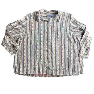 Vintage Liz & Me Button Up Shirt Womens 4X Cotton Cottagecore Floral Long Sleeve